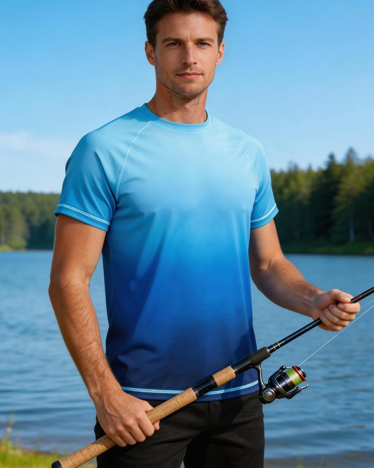 Detalle 2 de VAYAGER Herren Rash Guard UPF 50+ Kurzarm – schnell trocknendes Sur Shirt mit lockerer Passform