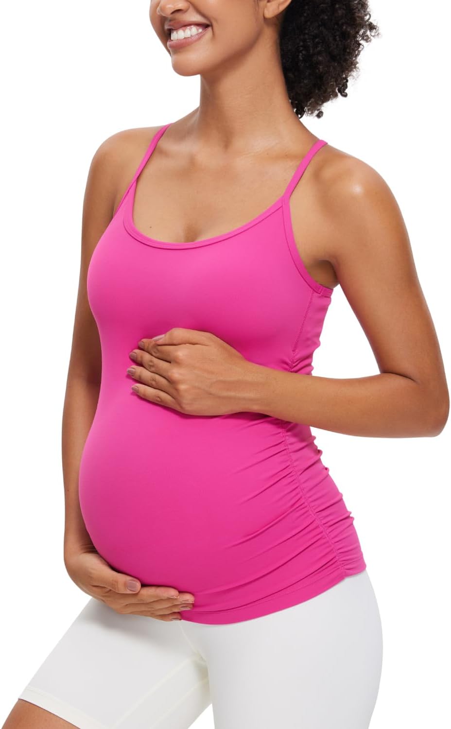 Detalle de CRZ YOGA Women's Butterluxe Maternity Tank Top with Ruched Sides and Y-Back