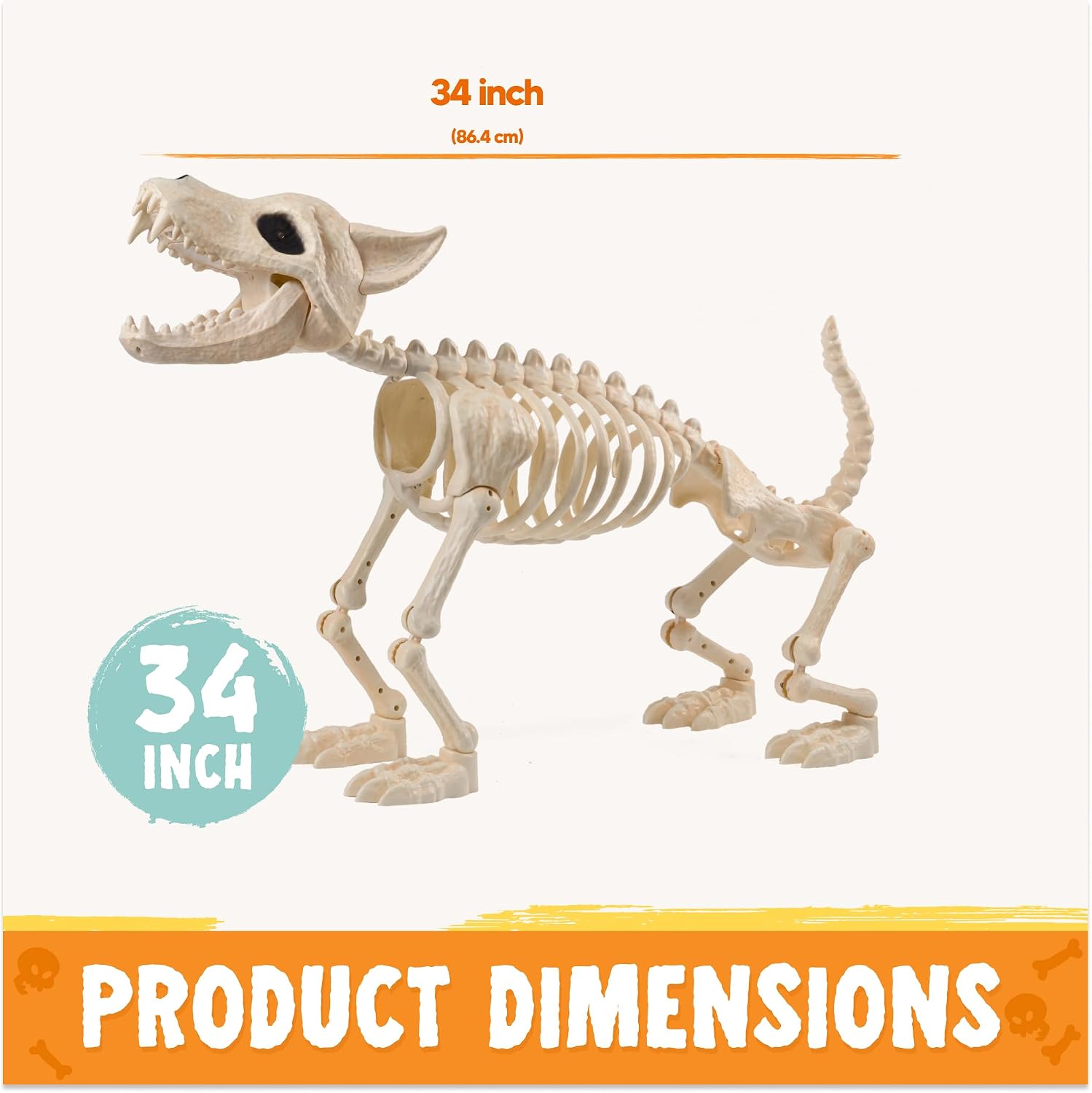 Detalle de JOYIN 16280 Howling Wolf Skeleton Dog, 34-Inch Halloween Decor with Red LED Eyes