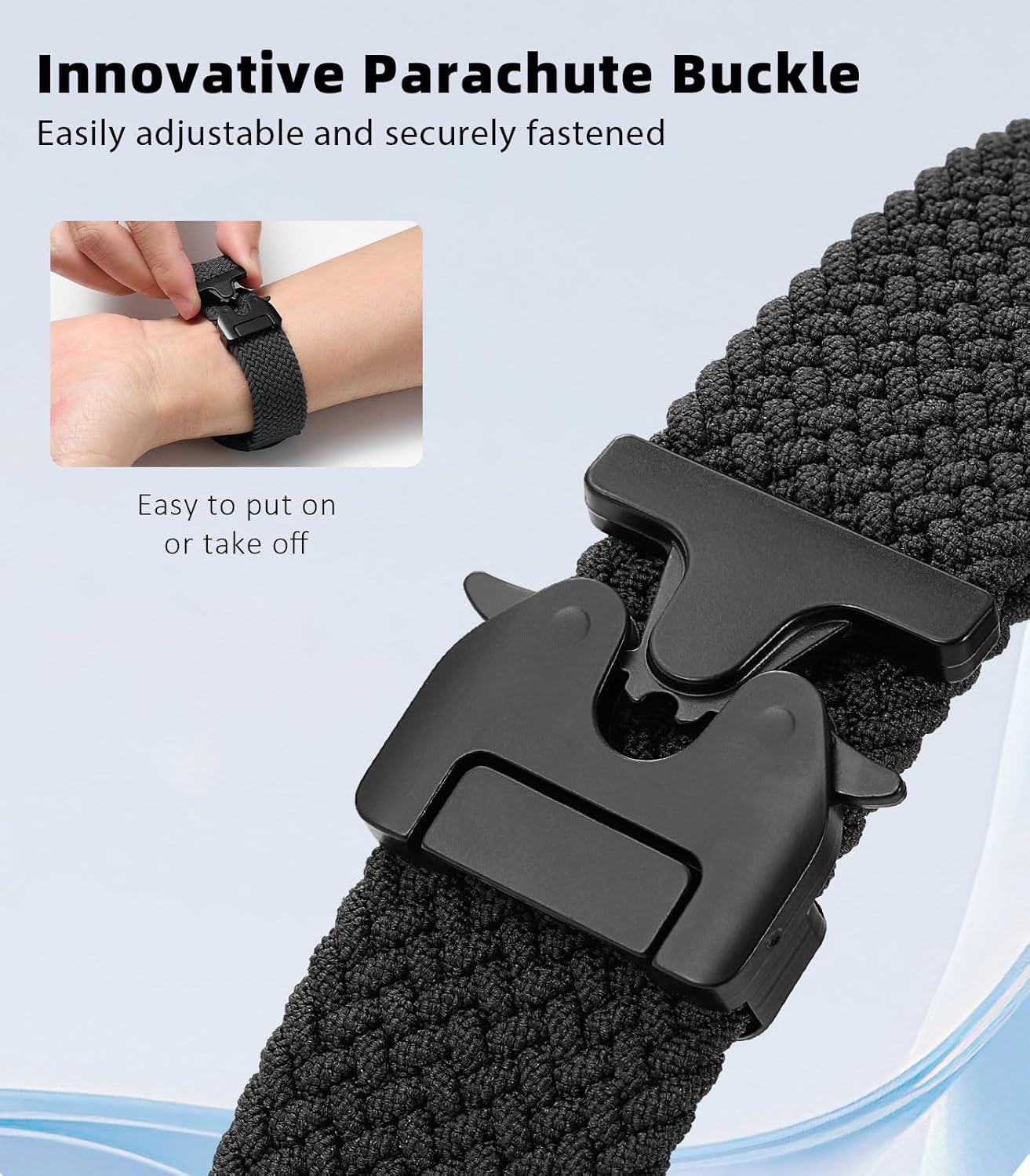 Detalle 2 de Astorgos Braided Nylon Watch Band (18/20/22mm) with Parachute Buckle – Garmin Compatibility
