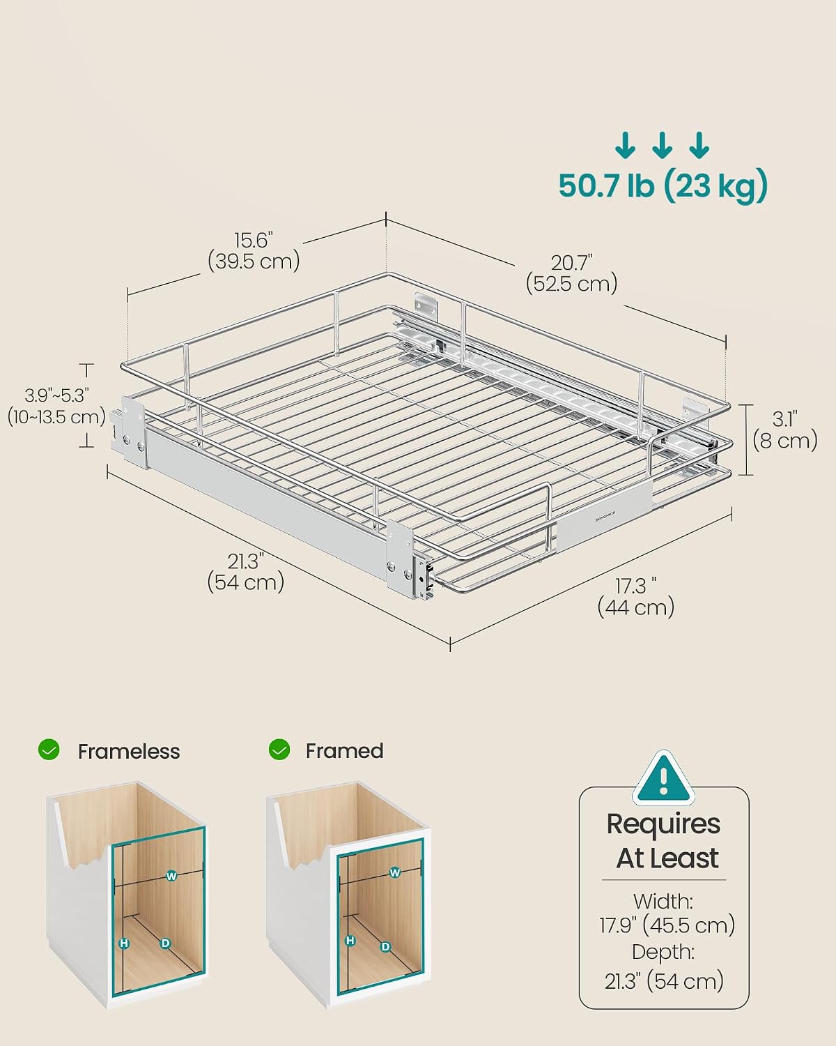 Detalle de SONGMICS Pull-Out Cabinet Organizer UKCS317