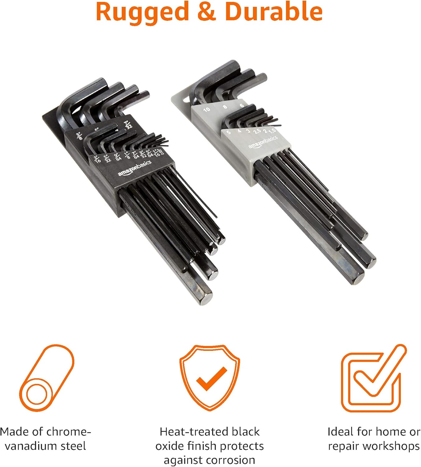 Thumbnail 2 de Amazon Basics 22-Piece Long Arm Hex Key Wrench Set – SAE/Metric