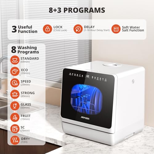 Thumbnail 1 de AIRMSEN NEW Upgraded Table Top Dishwasher (TDQR09) – 8+3 Wash Programs, 5L Tank