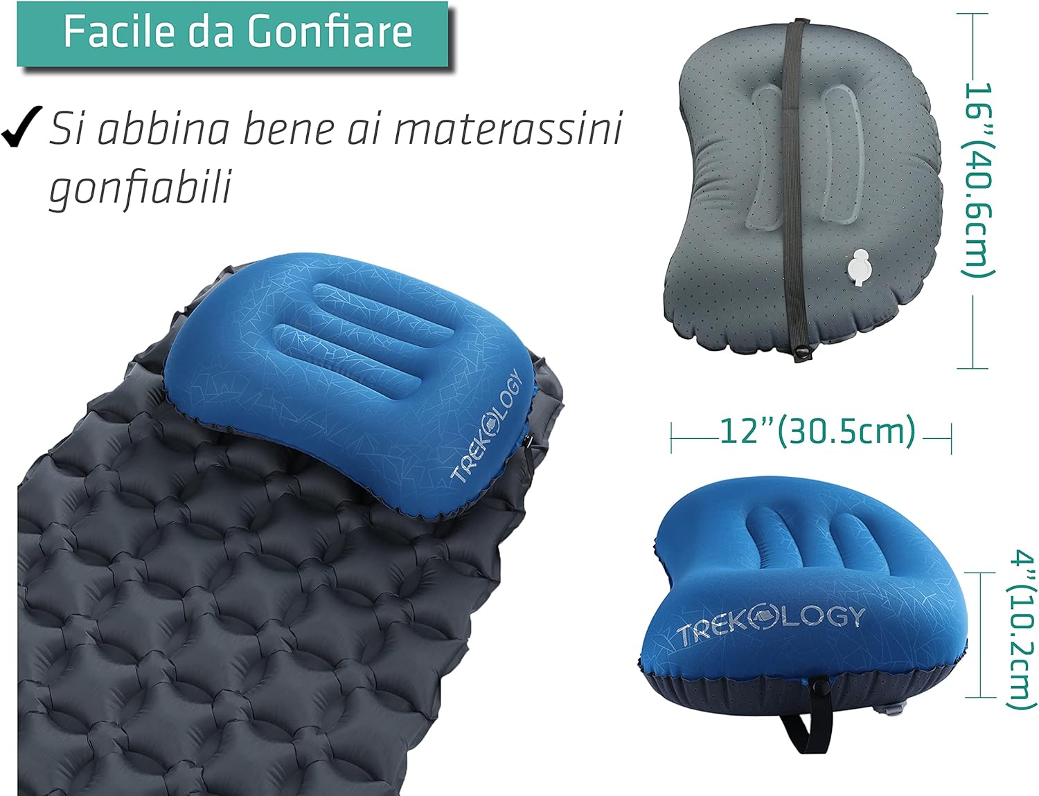 Thumbnail 5 de TREKOLOGY ALUFT 2.0 cuscino gonfiabile ultraleggero da viaggio e campeggio (DEEPBLUE)