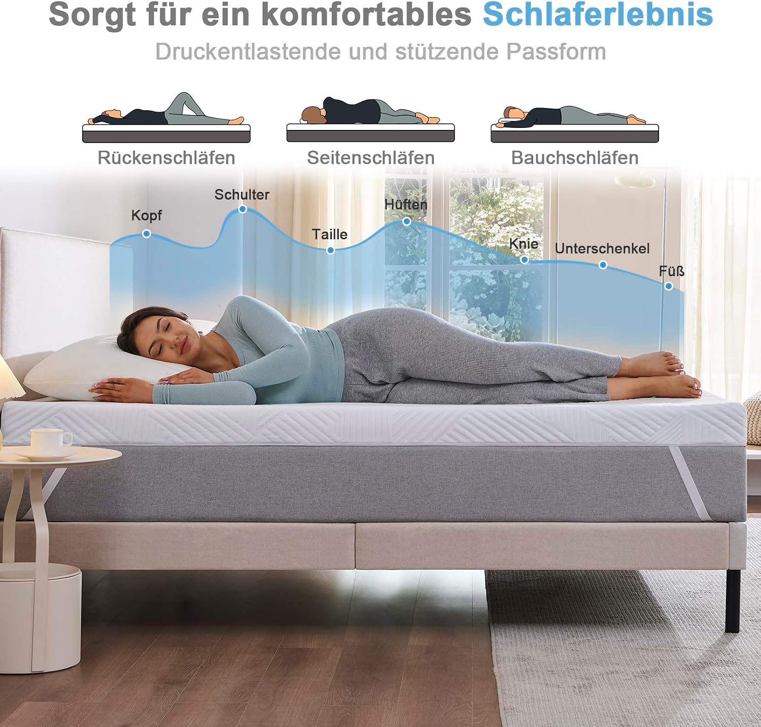 Thumbnail 3 de Twirest Matratzentopper 90x200 cm – 7,5 cm Höhe, Gel Topper mit Memory Foam Effekt