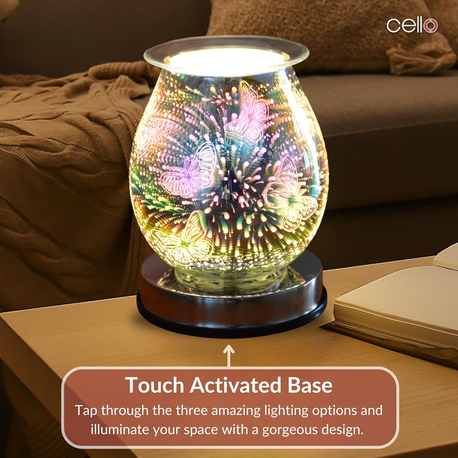 Thumbnail 2 de Cello Butterfly 3D Touch Electric Melt Burner – electric wax melt & essential oil warmer