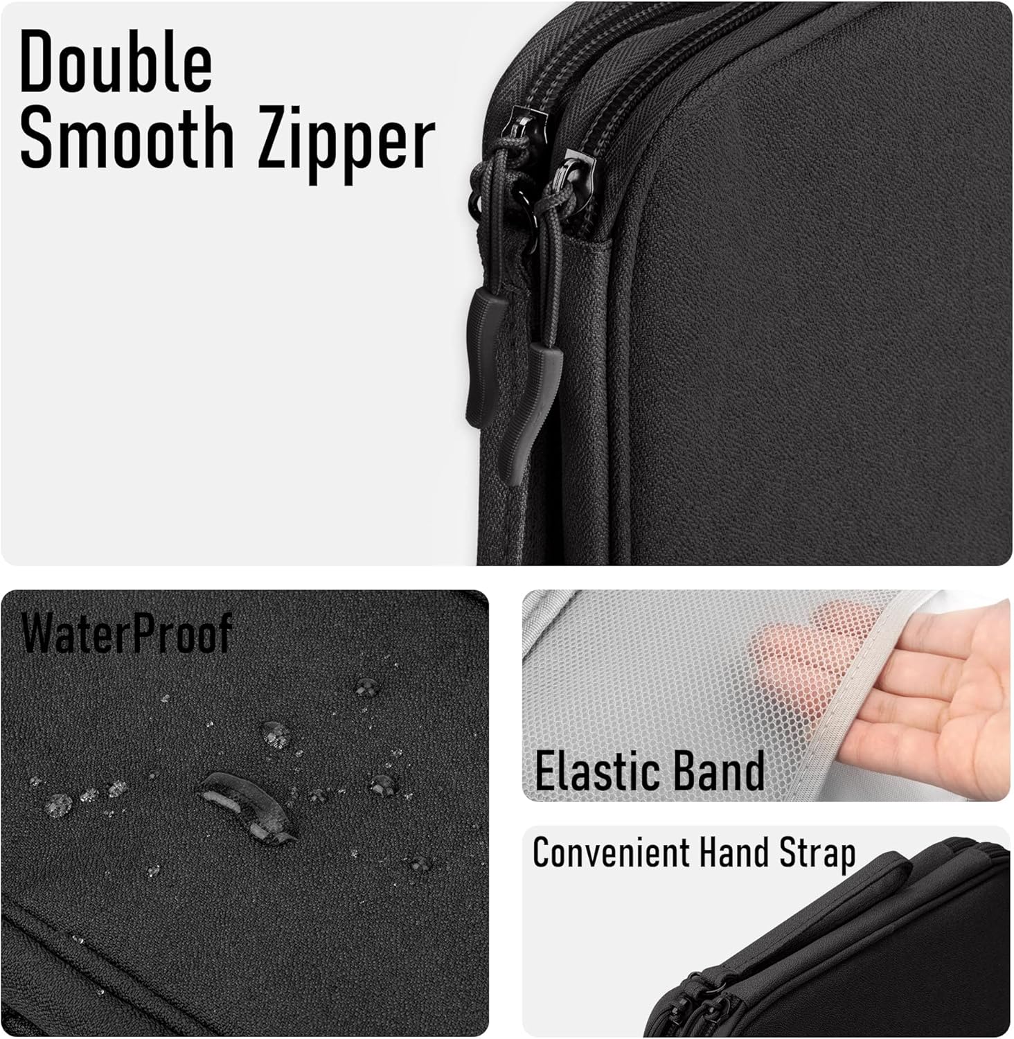 Thumbnail 3 de Arae Elektronik Zubehör Organizer – Kabeltasche Travel Essentials mit Doppelschicht für Ladegerät, USB & SD-Karten (Schwarz)