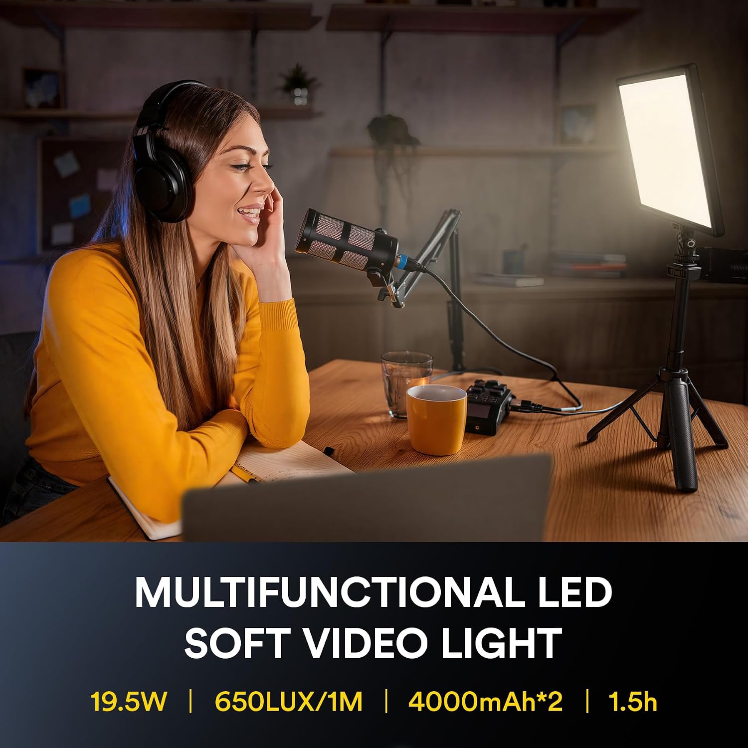 Detalle de RALENO 13" LED Video Light 19.5W with 8000mAh Battery, LCD and Dimmable Bi-colour Panel
