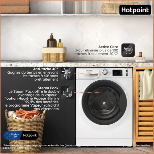 Detalle de Hotpoint NWB11489WMVAFR, lave-linge hublot 11 kg, 1400 tr/min, classe A