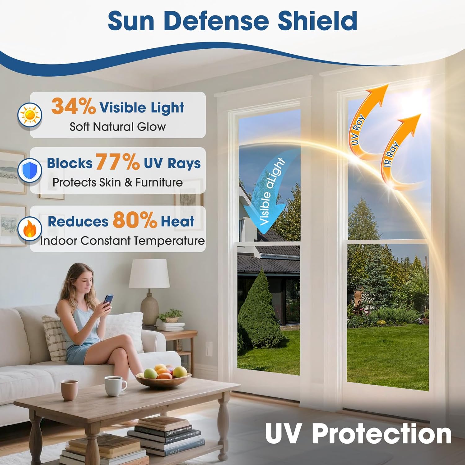 Thumbnail 2 de Lifetree Reflective One Way Window Film Privacy (Silver, 90 x 200cm) for heat control and UV anti-glare