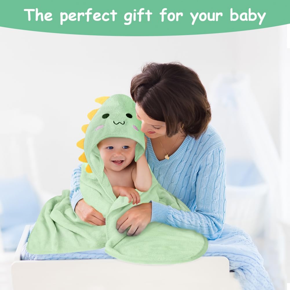 Thumbnail 4 de Aolso accappatoio neonato 80x80 cm con cappuccio in pile di corallo – dinosauro