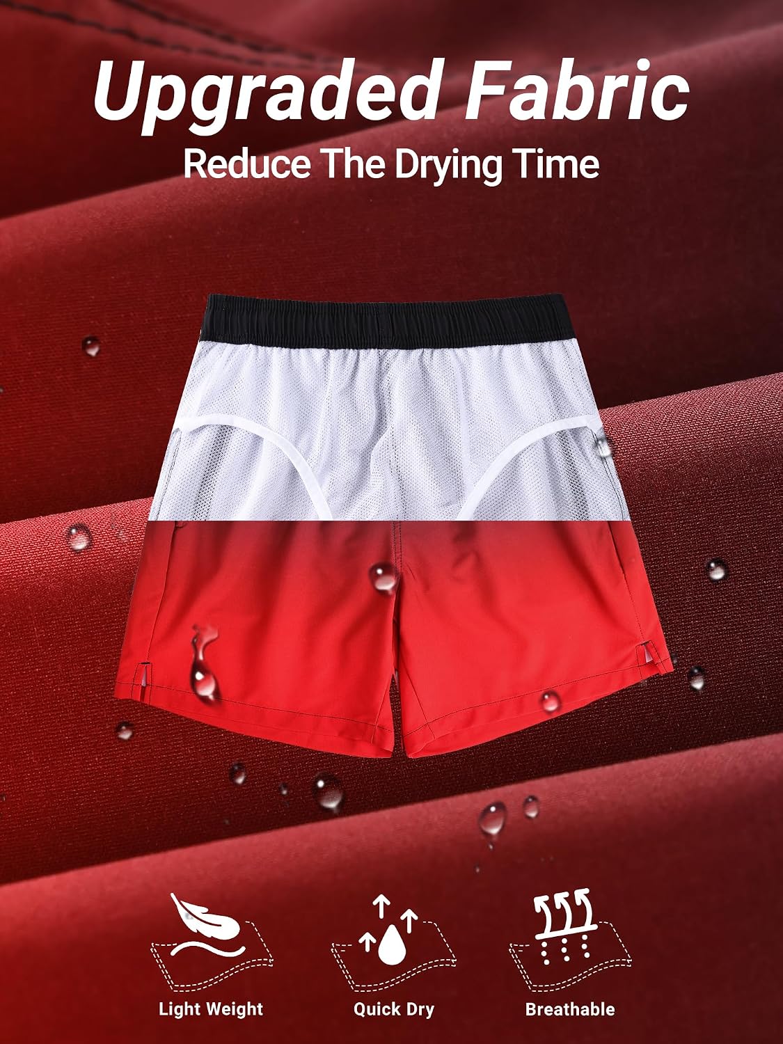 Detalle de Arcweg Herren Badeshorts mit Ultralight Badehose – Schnelltrocknend, atmungsaktiv und stilvoller Farbverlauf
