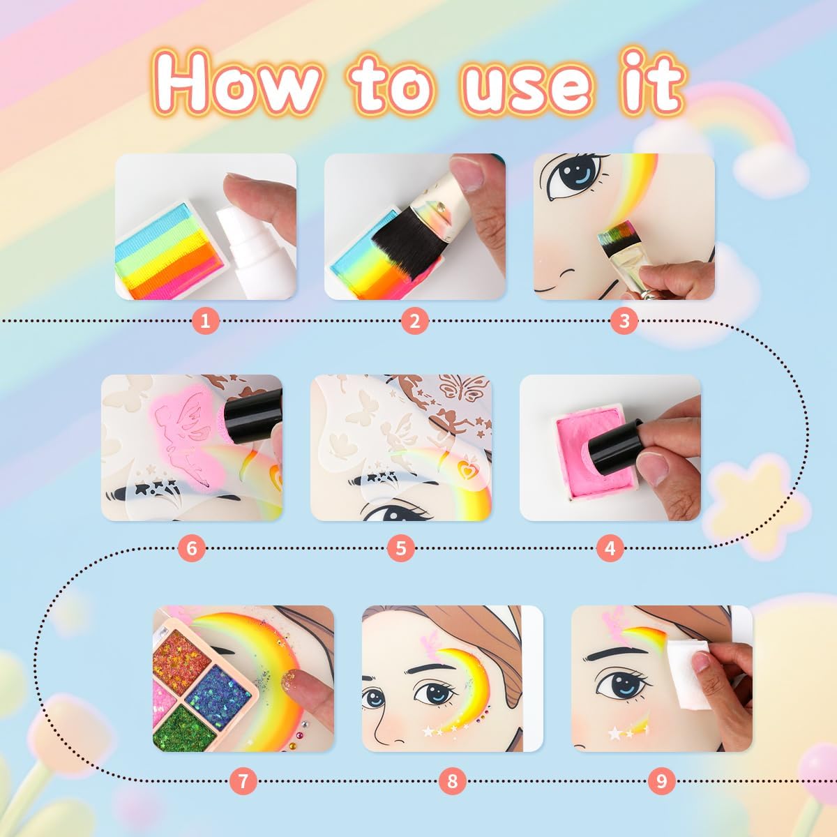 Detalle de Depvision Face Painting Kit, 68 Colours