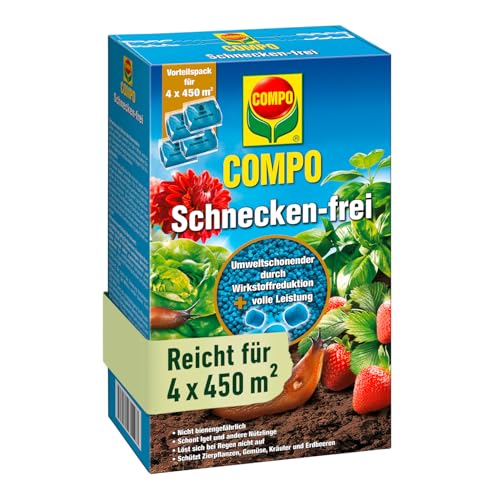Detalle de COMPO Schnecken-frei Streugranulat – 4x225 g (900 g) gegen Nacktschnecken, regenfest, für bis zu 1800 m²