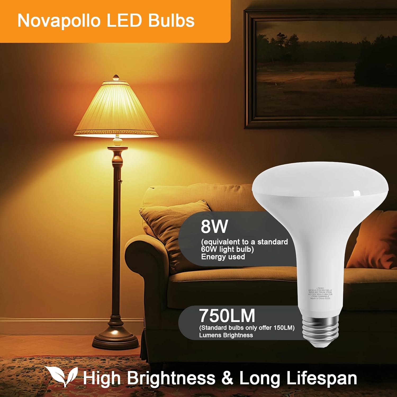 Detalle 2 de novapollo BR30 750LM dimmable LED bulb