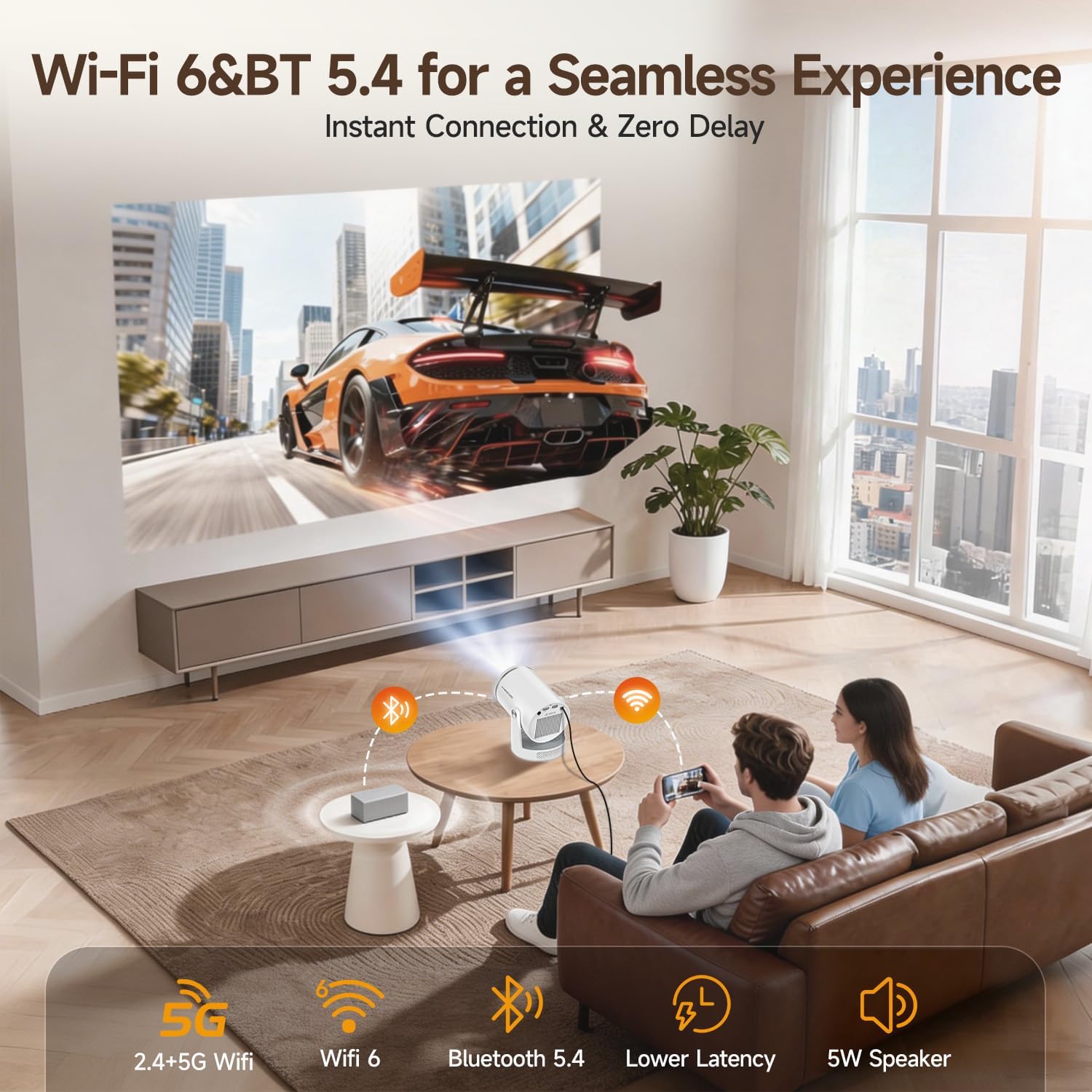 Detalle 2 de Magcubic HY320Pro Mini Projector with WiFi 6, Bluetooth 5.4, and Android 14