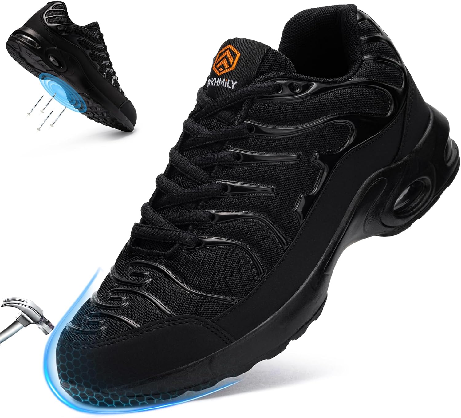 Detalle de DYKHMILY Steel Toe Cap Trainers for Men: Durable, Lightweight Safety Shoes