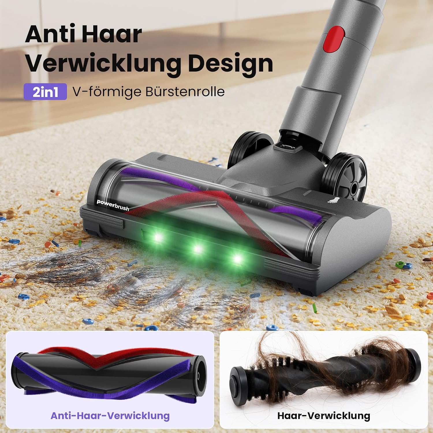 Thumbnail 5 de Circlio Akku-Staubsauger 600 W, 58.000 Pa, bis 75 Min Laufzeit – kabellos mit Smart-LED-Display