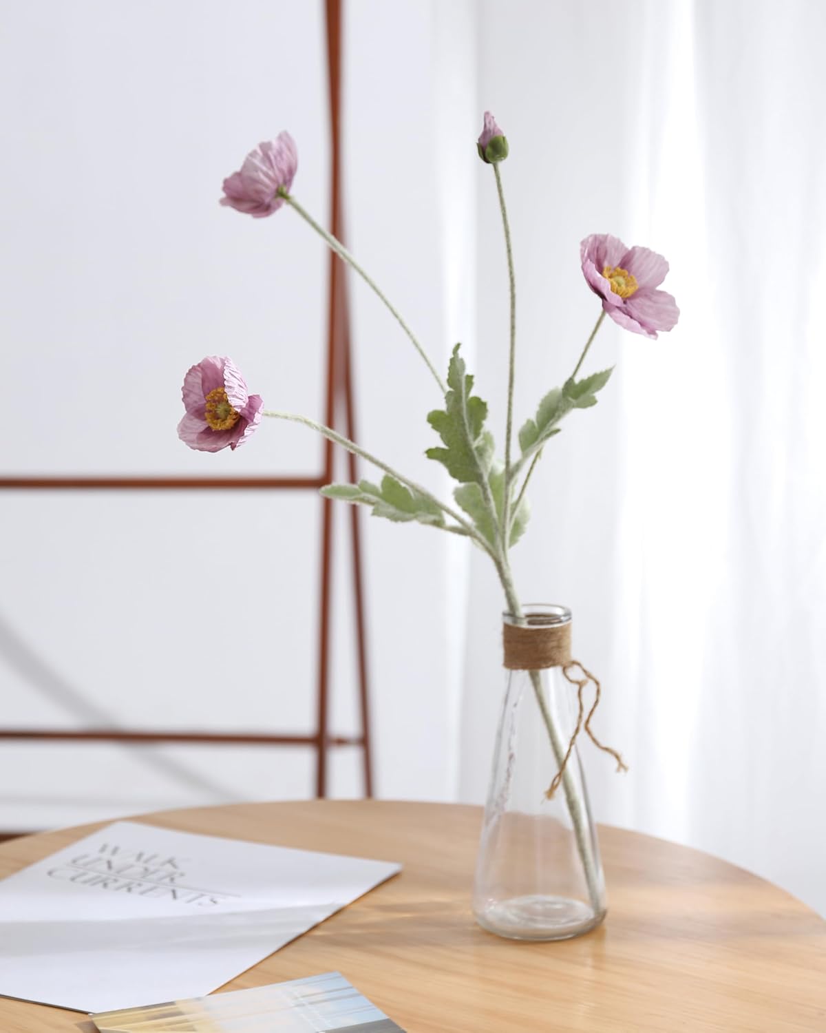 Thumbnail 2 de DuHouse 6 Pcs Artificial Poppies Flowers – Silk Poppy Arrangements for Home, Office and Events (Light Purple)