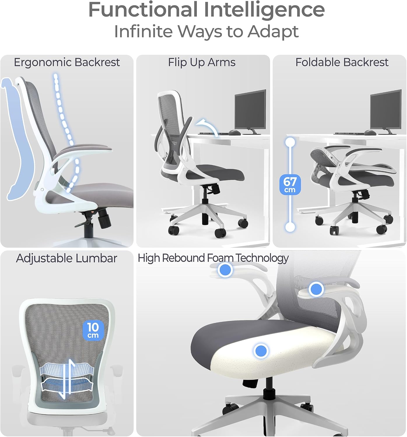 Thumbnail 2 de Tervo Model U Foldable Office Chair: Compact, Ergonomic Seating for Small Spaces