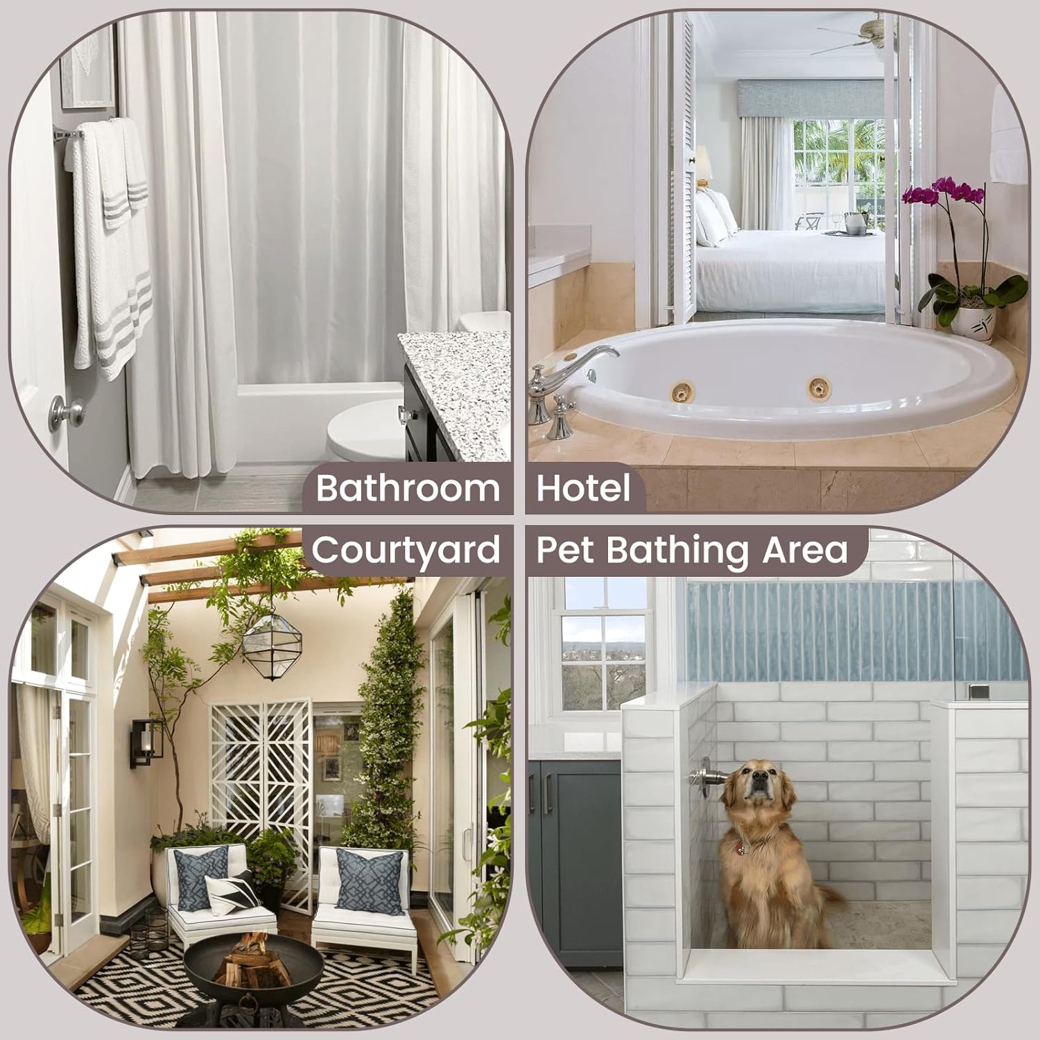 Thumbnail 6 de SORTTO No Hook Slub Textured Shower Curtain with Snap in Liner — Black Fabric Outer Curtain + Waterproof Inner Liner (71x74 in)