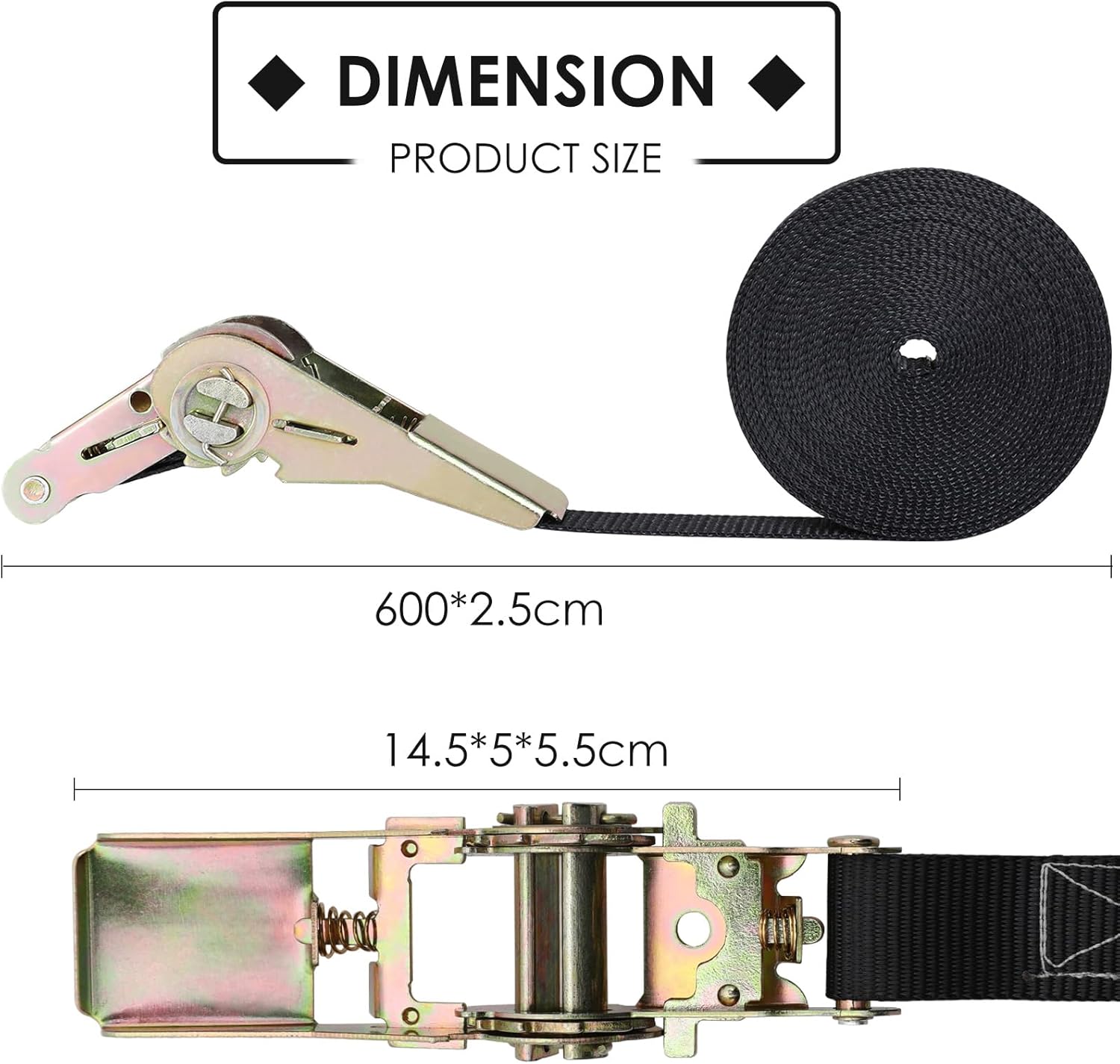 Detalle 2 de 10 Pack Ratchet Tie Down Strap 6m, 800 kg cargo straps 🚚