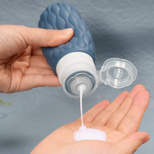 Detalle de Lericttor 100ml Silicone Travel Bottles for Toiletries – 4 Pack with Clear Zipper Bag and Labels
