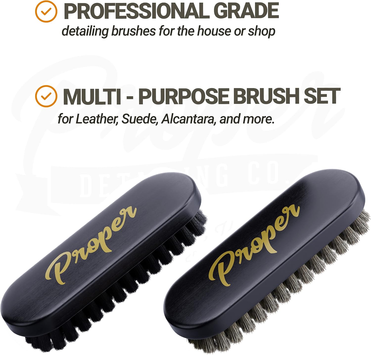 Detalle de PROPER DETAILING CO. レザー・アルカンターラ用ブラシセット 木製ハンドル 2本組