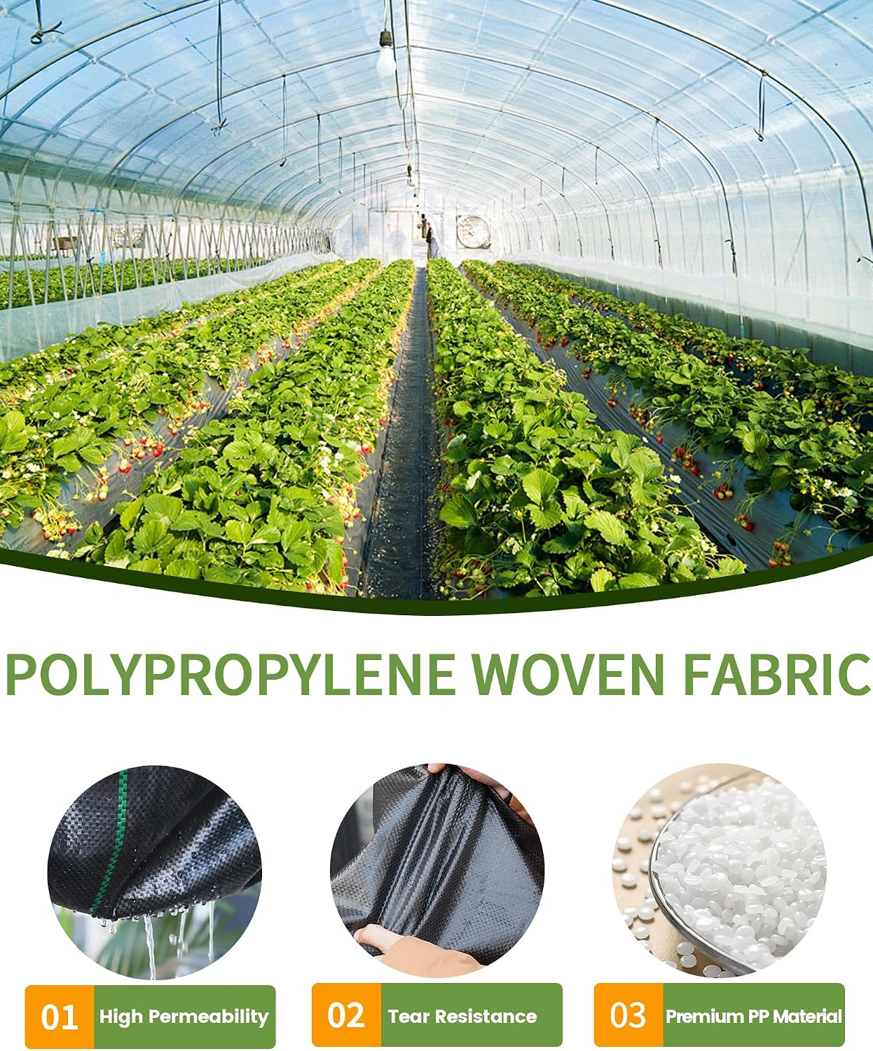 Detalle de Pterying S-GPC-3OZ0BK Weed Barrier Fabric, 6.5 x 300 ft, 3 oz Woven Polypropylene