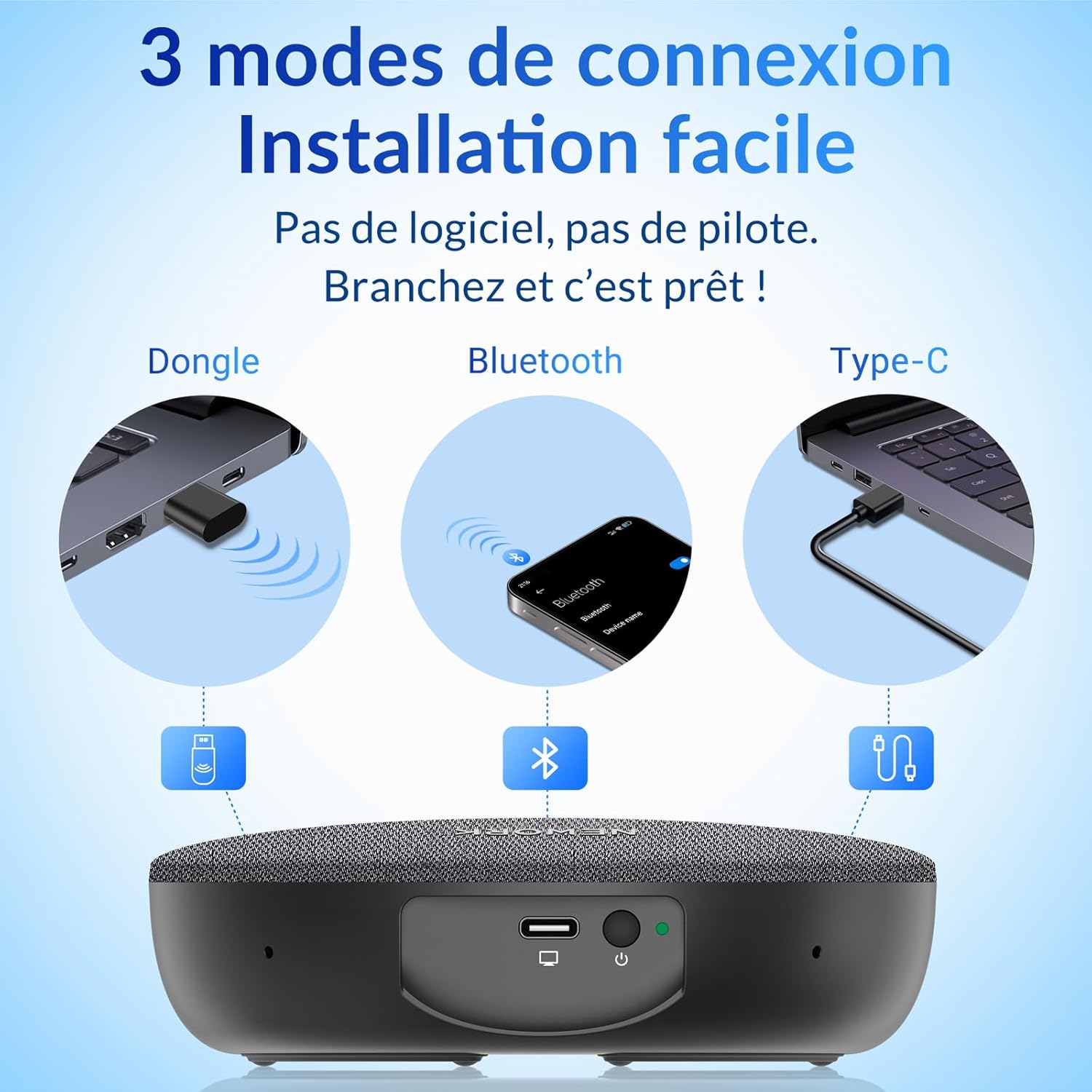 Detalle de NEWORK Haut‑Parleur de conférence Bluetooth 2600mAh