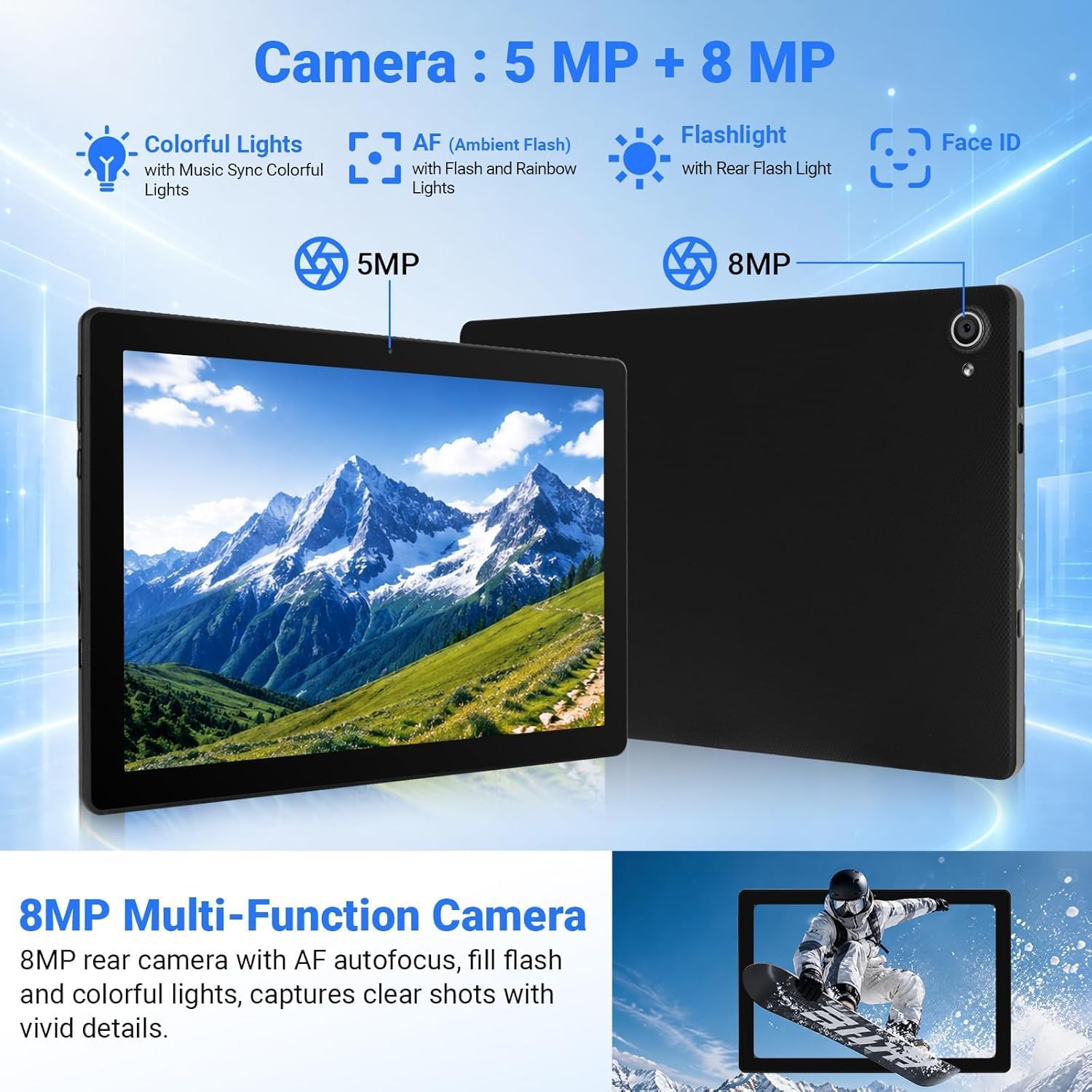 Detalle de Whitedeer Android Tablet 10 Zoll – Android 15, Octa-Core, 20GB RAM, 64GB ROM + 1TB erweitert