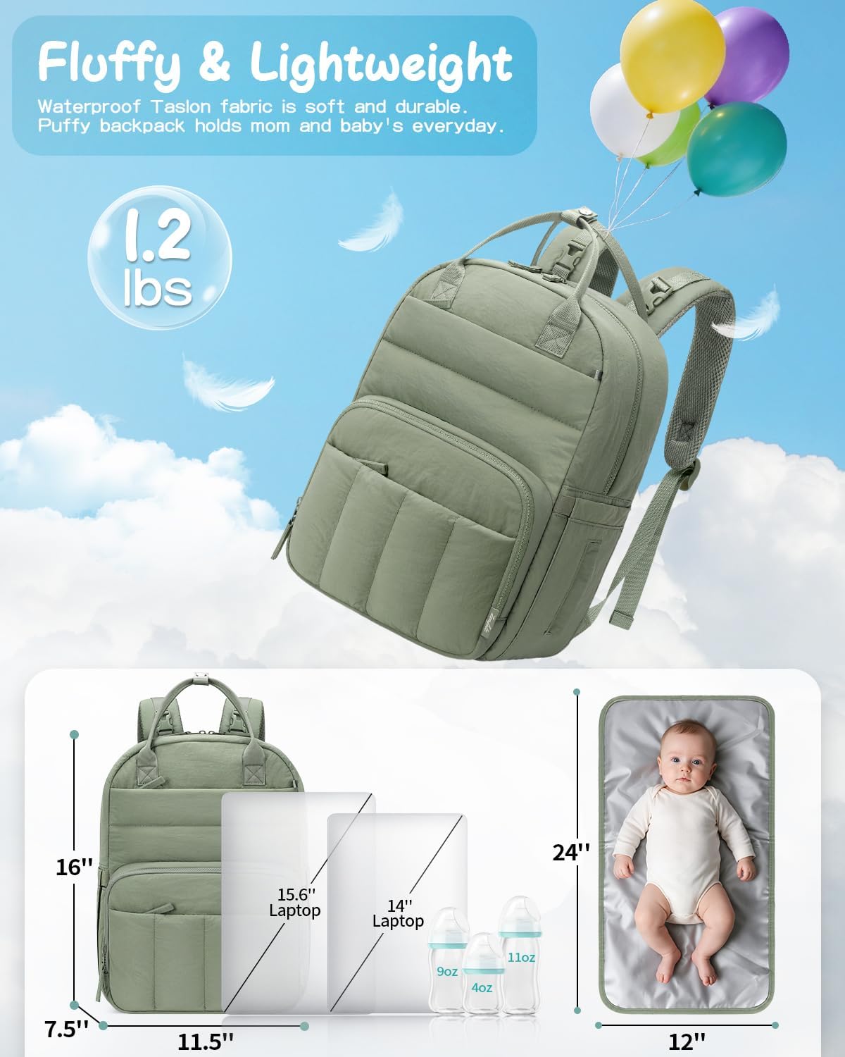 Detalle 2 de ZOMFELT Diaper Backpack, 23-Liter Capacity