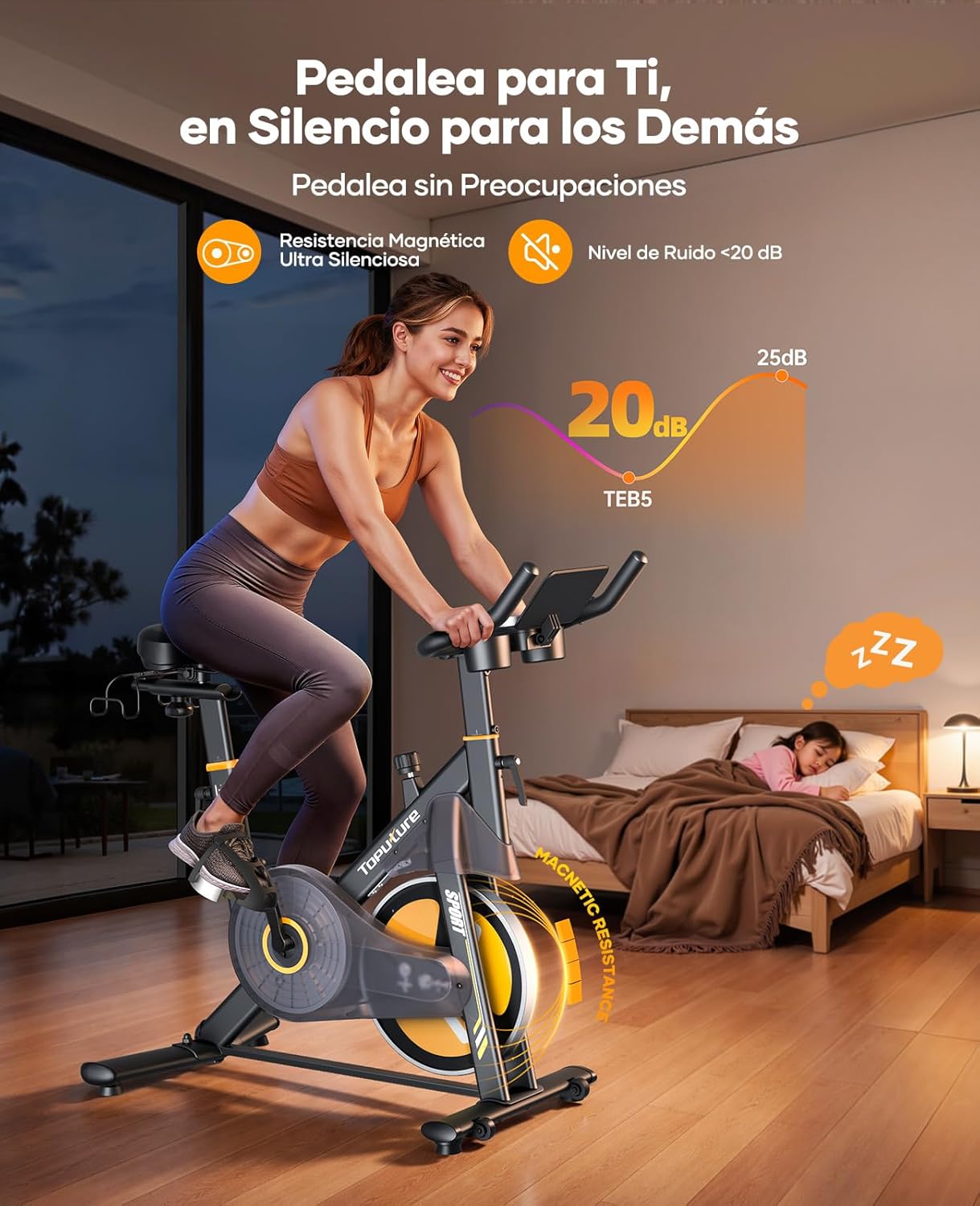 Thumbnail 4 de Toputure 2026 Bicicleta Estática Electromagnética con 32 Niveles, App y Pantalla Táctil