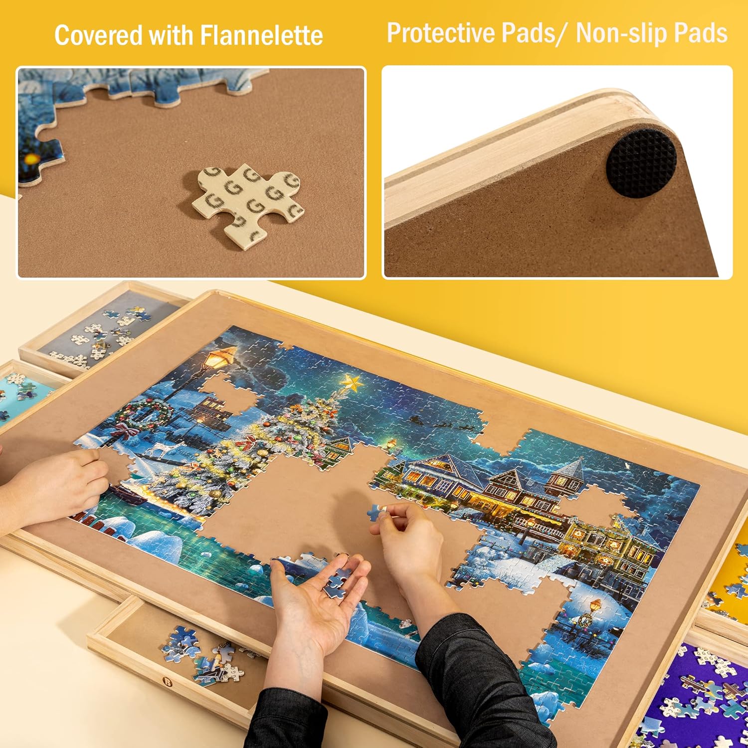 Thumbnail 6 de Becko US Puzzle Board with Cover & 6 Drawers – 1500-Piece Jigsaw Table