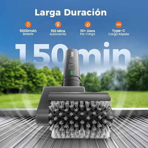 Detalle 2 de Leebein Cepillo Eléctrico para Barbacoa (2026) — 3 Velocidades, 3 Cabezas Intercambiables y Autonomía de 150 Min