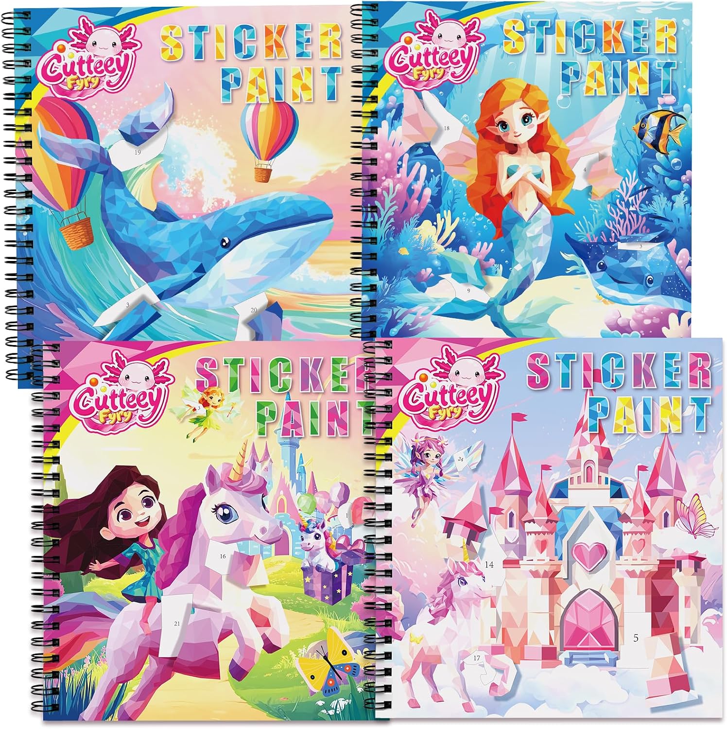 Detalle de CutteeyFyry Paint-by-Number Sticker Books, 4-Piece Set