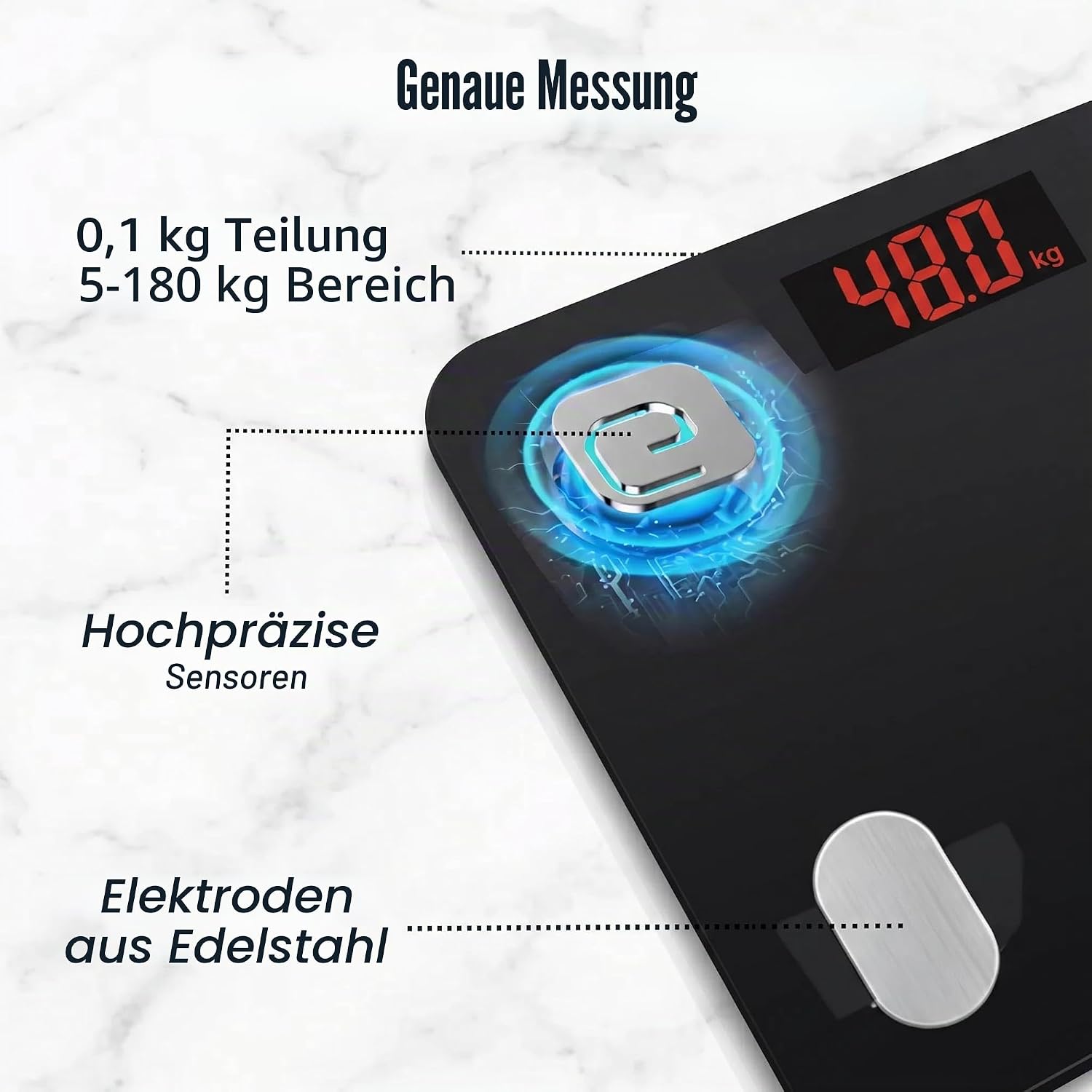 Thumbnail 4 de Körperfettwaage Personenwaage mit App – HomeFashion HFitness digitale Waage per Bluetooth (19 Körperdaten, BMI)