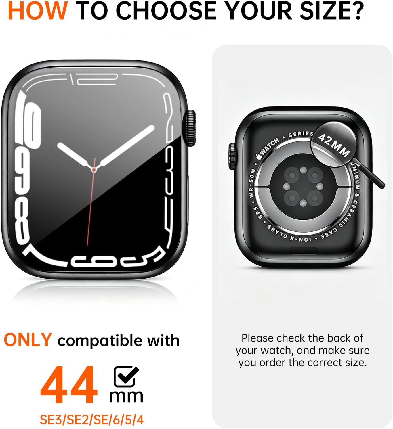Detalle 2 de Singiuzoo 2 Pack 2-in-1 Waterproof Case for Apple Watch 44mm SE/Series 6/5/4 with Tempered Glass