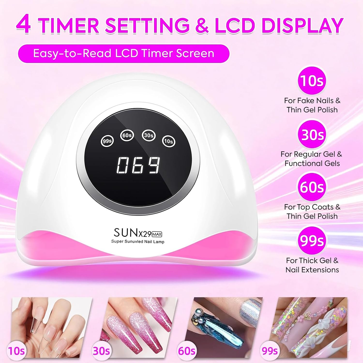 Thumbnail 1 de MainPi UV Nail Lamp 380W (90 LEDs) with Touch Screen & Auto Sensor