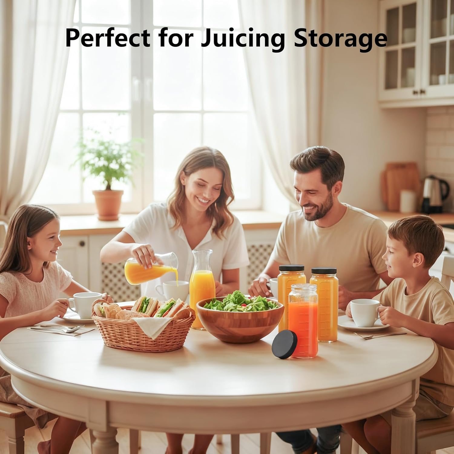 Thumbnail 6 de Ruckae 16oz 10-Pack Glass Juice Bottles with Lids, Straws & Smoothie Cups