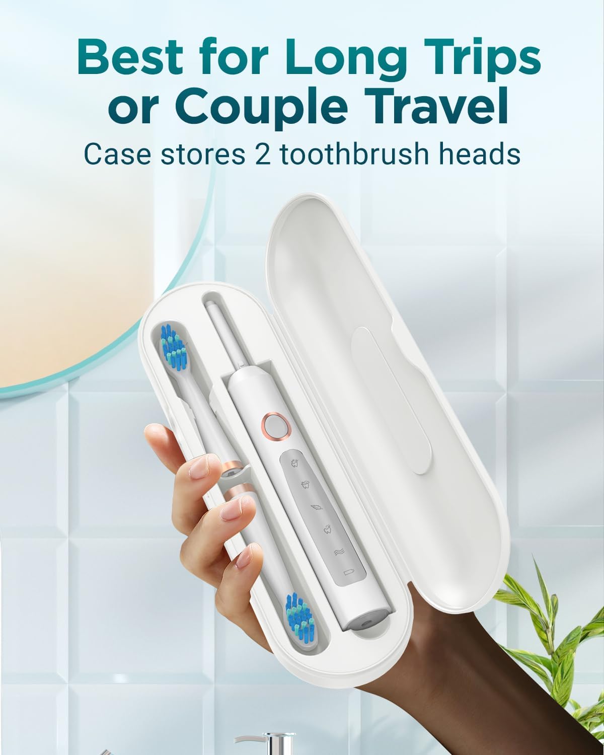 Detalle de Sonic Electric Toothbrush for Adults and Kids – 8 Brush Heads, 5 Modes, 120 Days of Use
