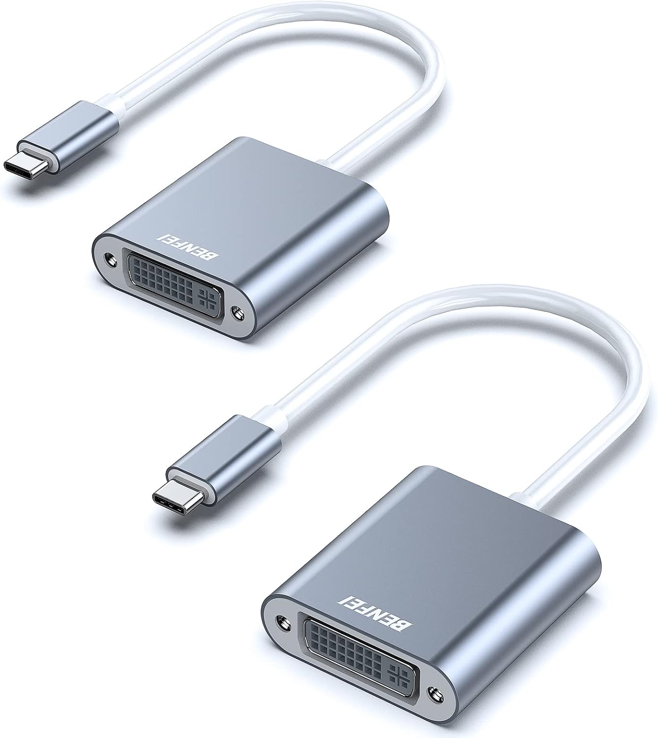 Detalle de BENFEI adaptateur USB-C vers DVI (Type-C vers DVI) compatible Thunderbolt 3/4, gris – 2 pièces