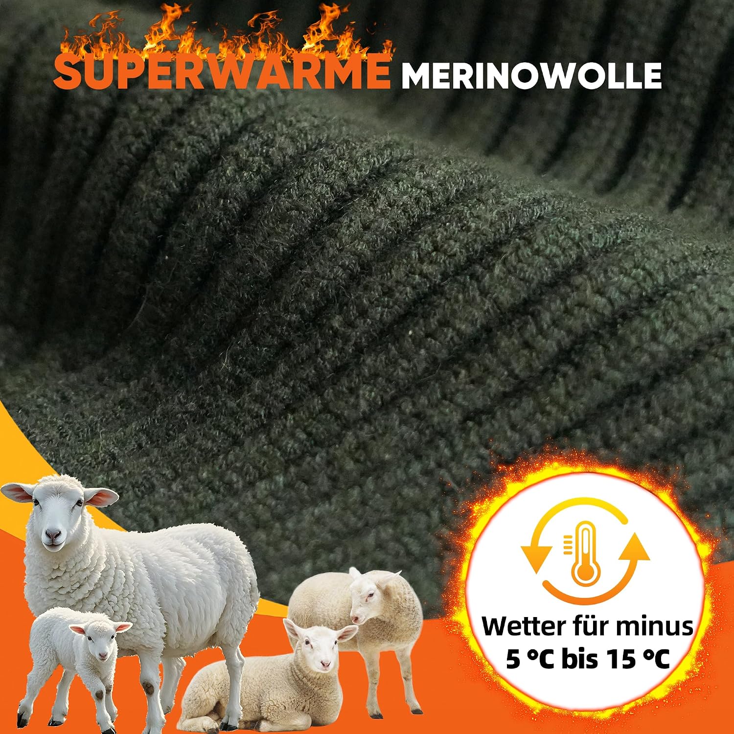 Detalle 2 de DTUOMO Merinowolle Mütze Herren One Size 🧣