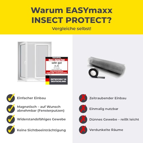 Thumbnail 9 de EASYmaxx Fliegengitter für Fenster mit Magic Click – Individuell zuschneidbares Moskitonetz bis 150 × 130 cm