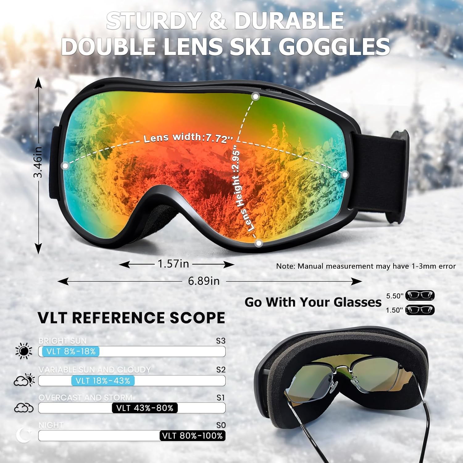 Thumbnail 3 de SPOSUNE OTG Ski Goggles for All