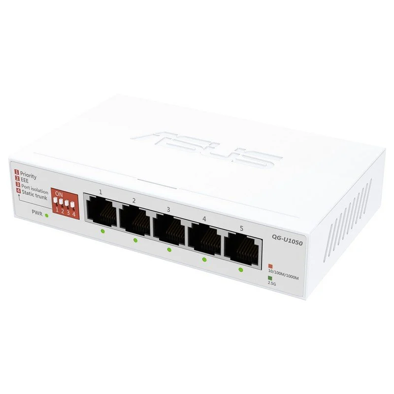 Detalle de Asus QG-U1050: Switch 5 puertos 2,5 Gbps no administrado, ultra compacto