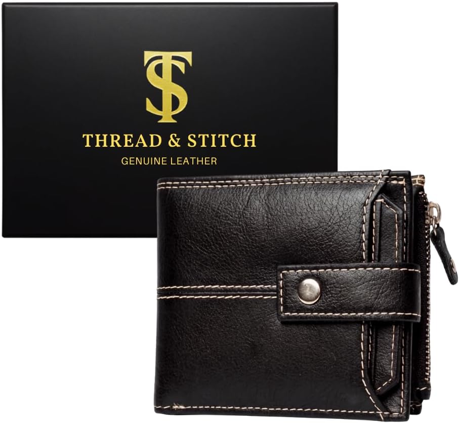 Thumbnail 5 de Thread & Stitch Leather Wallet for Men – Genuine Leather Bifold with RFID Protection