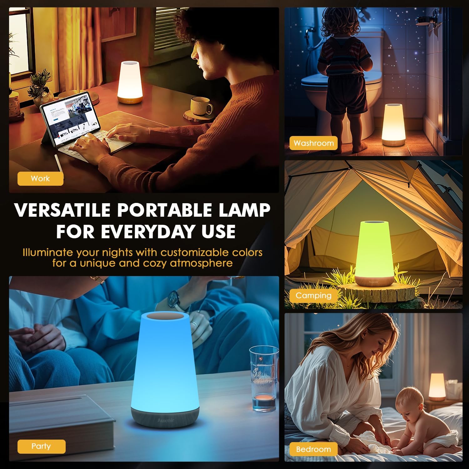 Thumbnail 6 de Auxmir Nachttischlampe 2er Set