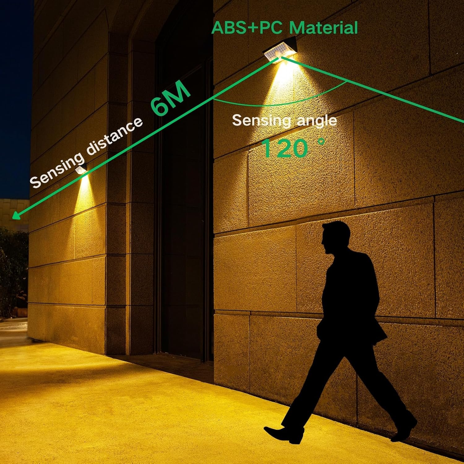 Detalle de VANMOO Solar Wall Lights Outdoor: Dual-Function LED Security Lighting (2 Pack) with PIR Motion Sensor