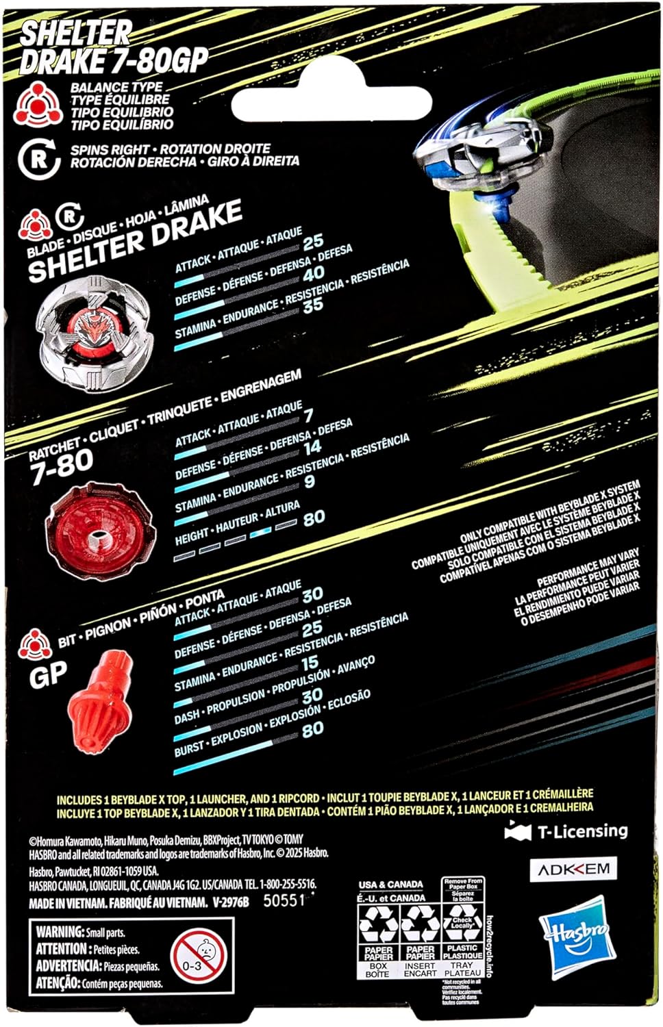 Thumbnail 5 de Hasbro Beyblade X Shelter Drake 7-80GP Starter